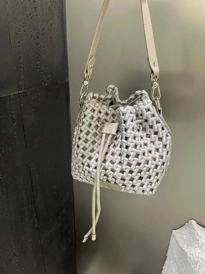 Tote bag woman Bucket bag handbags for women Nylon underarm purse European-style hand-woven bag for women