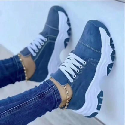 2024 New Women Sneakers Fashion Platform Lace Up Casual Sports Shoes Comfortable Running Ladies Vulcanized Shoes Female Footwear