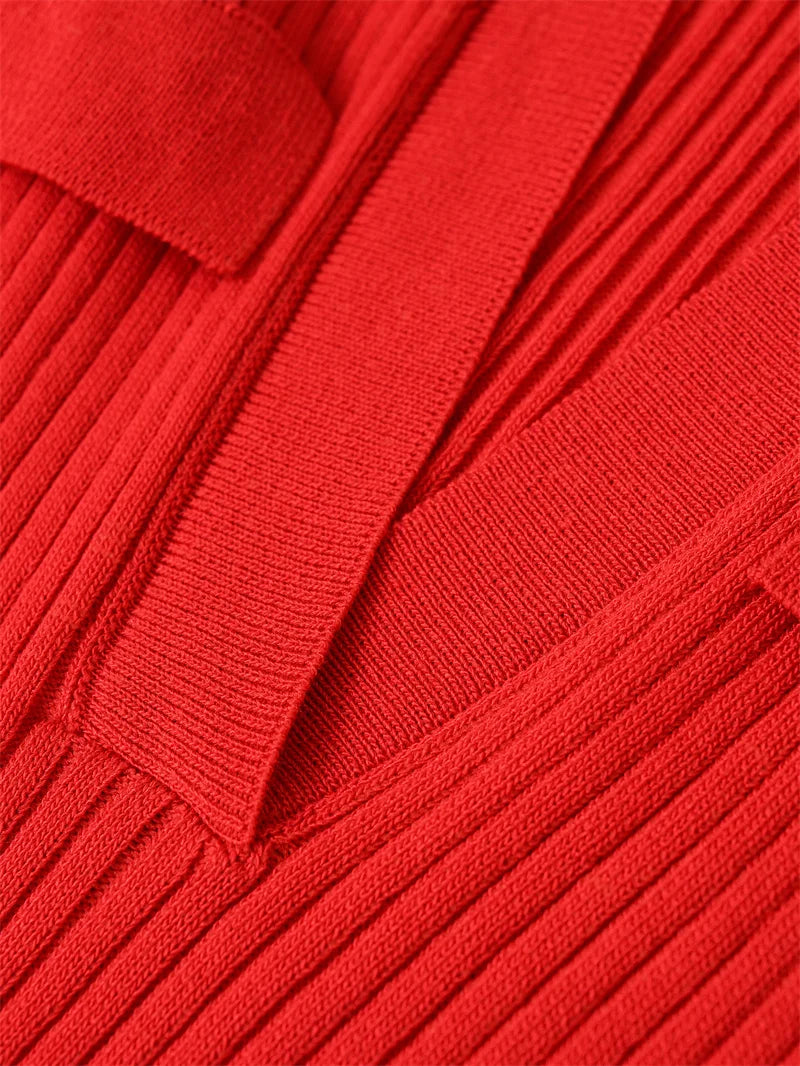 Women's Tops New Fall 2025 Solid Color Long Sleeve Lapel Slim Knit Top Sexy V-Neck Design Casual Fashion Personality Versatile