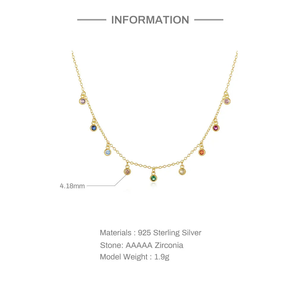 LENNIK 925 Sterling Silver French Elegant Round Fine Versatile Color Zirconium Women's Necklace Fashion Exquisite Chains Jewelry