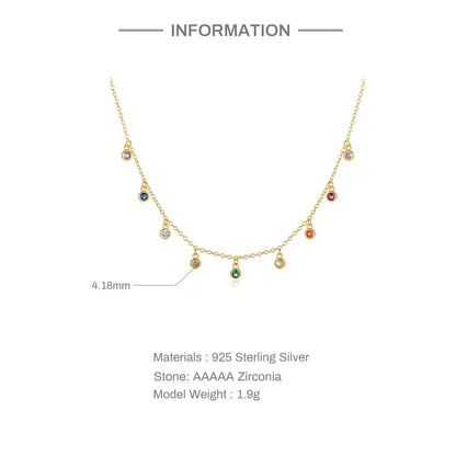 LENNIK 925 Sterling Silver French Elegant Round Fine Versatile Color Zirconium Women's Necklace Fashion Exquisite Chains Jewelry