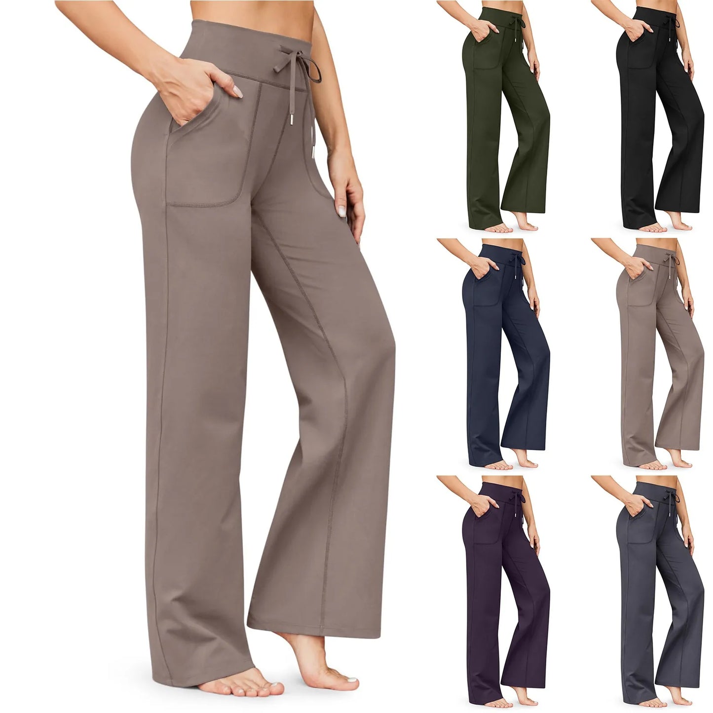 Wide Leg Pants For Women Yoga Pants High Waist Sweatpants With Pockets Stretch Pants Comfy Workout Sports Sweatpants