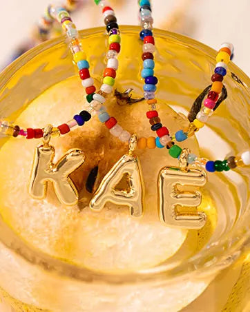 Colorful Initial Necklaces for Women Bubble Handmade Beaded Dainty Cute Beach Boho Necklace Trendy Jewelry Choker Necklace