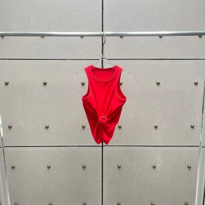 Women t-shirts New twisted flower knotted sleeveless top for summer 2025 Elastic slim pure cotton women's vest corset crop top