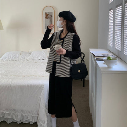 Women's Autumn  Winter New Fashion Elegant Checkered Vest Casual Versatile Western Commuting Youth Comfortable Popular Y2K Tops