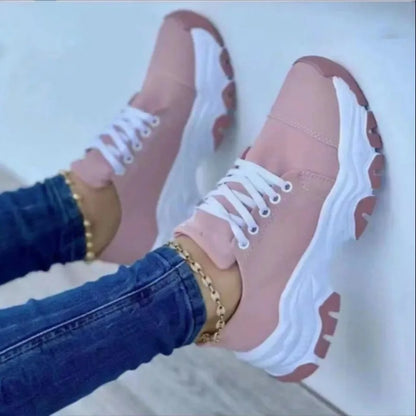 2024 New Women Sneakers Fashion Platform Lace Up Casual Sports Shoes Comfortable Running Ladies Vulcanized Shoes Female Footwear