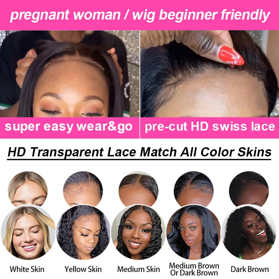 Water Wave Glueless 13*4 Wig  Lace Wig 180% Pre-Plucked Natural Wave Wear Go Glueless Curly Human Hair Wigs For Women