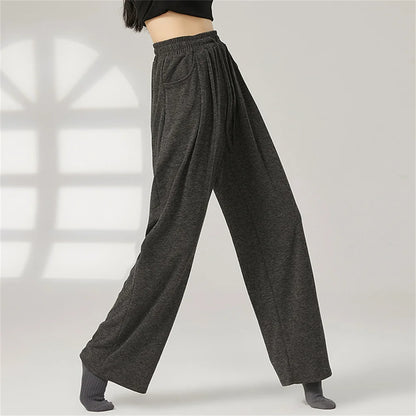 Women Loose Yoga Pants Autumn Soft Drawstring High Waist Modern Dance Sport Wide Leg Clothes Classical Dancing Training Trousers