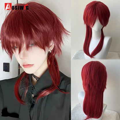 AOSIWIG  Short Curly Cosplay Men Boy Party Light Yellow Synthetic Heat Resistant Hair Wigs Men's Breathable Wig