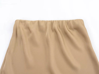 Satin Skirt Woman High Waist Elegant Long Skirts For Women Fashion Summer Midi Skirt Office Women's Skirts