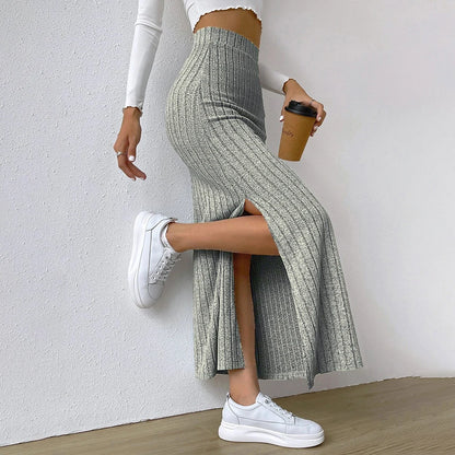 Women Skirt Spring Summer  High Waisted Elastic Slim Hip Knitted Sexy Bodycon Midi Skirt Female Clothing M L XL XXL
