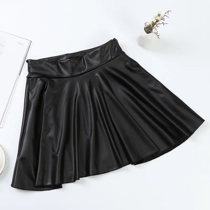 High Waist Elastic Mini Short Skirt Women Faux Leather Skirts