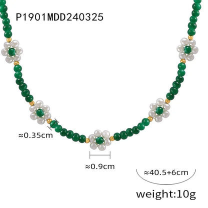 Women's Necklace Elegant Handmade Bead Color Natural Stone Woven Collarbone Chain Fashionable and Versatile Jewelry Accessories