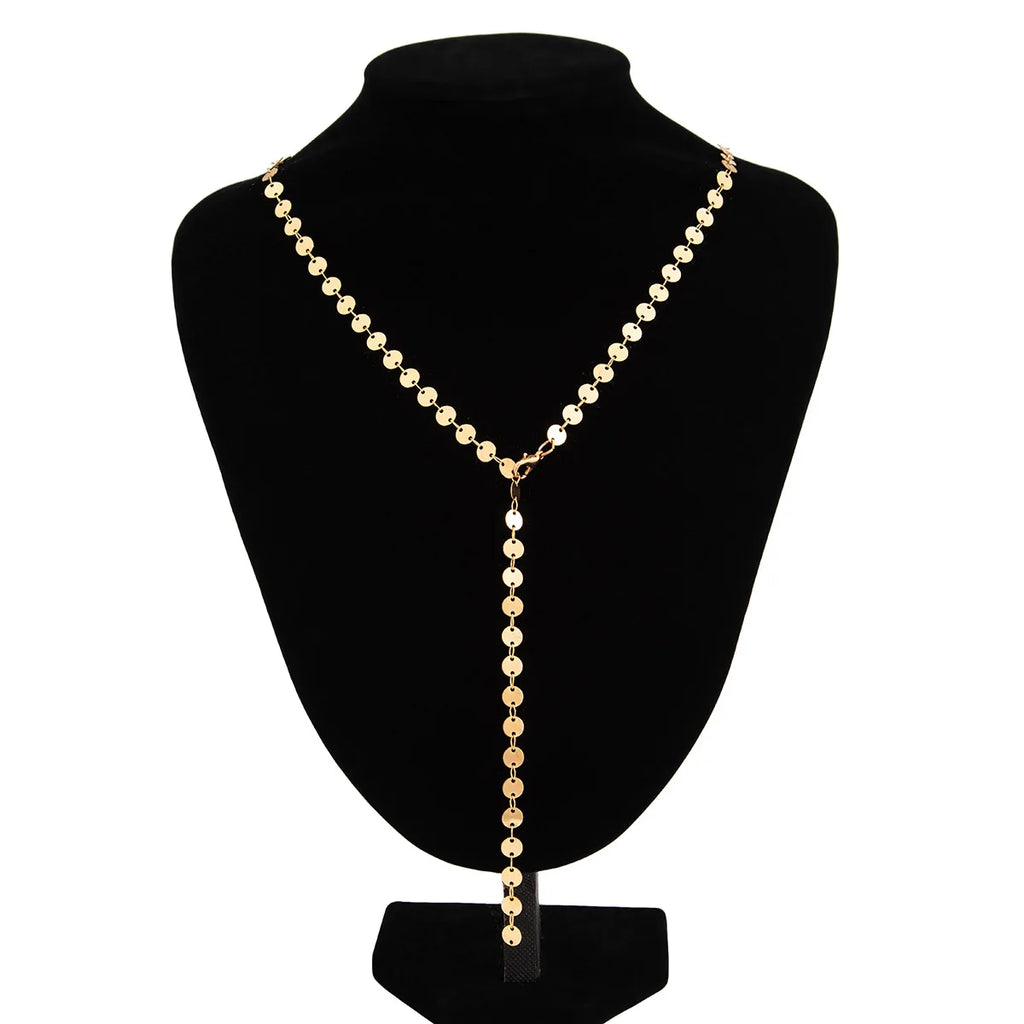 New Chic Long Round Necklaces for Women Teens Girls Sexy Y Necklace Collar Layered Metal Chain Personaliz Simply Jewelry