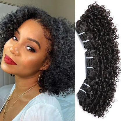 Short Bouncy Curly Human Hair Bundles 100% Human Hair Weft Brazilian Hair Weave Bundle Cheap short deep loose ocean wave bundles