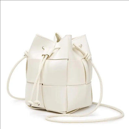 Weave Handbag Women Woven Bags Small Drawstring Bucket Shoulder Messenger Bags Luxury Famous Brand Designer Purse Female bag