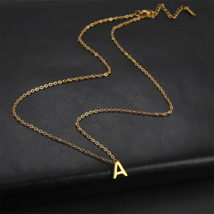 Initial A-Z Letter Necklaces for Women Elegant Chains Choker 26 Alphabet Pendant Necklace Stainless Steel Jewelry collier femme