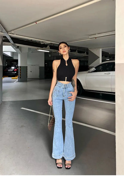 Women Y2K Sexy Tank Tops Chic Tops Halter Off Shoulder Crop Top Camis Elastic Slim Solid Knit Sports Solid Tank Tops 2024 Summer