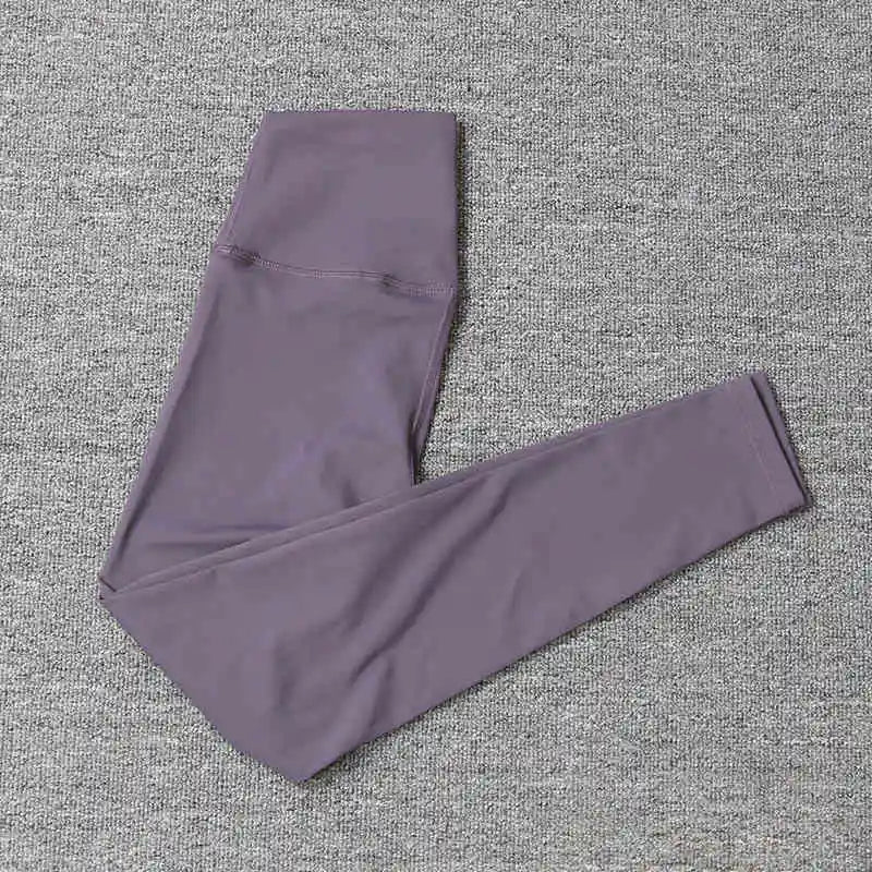 Women's High Waist Yoga Pants Nude Stretch Slim Fitness Sports Pants Peach Hip Yoga Tights