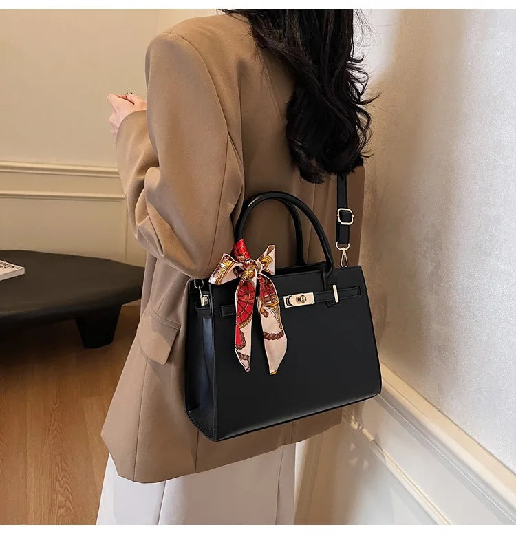 2025 New! Women's Red Tote Bag - Light Luxury, Large Capacity, Elegant Design, Versatile for Work & Party, Premium PU Leather