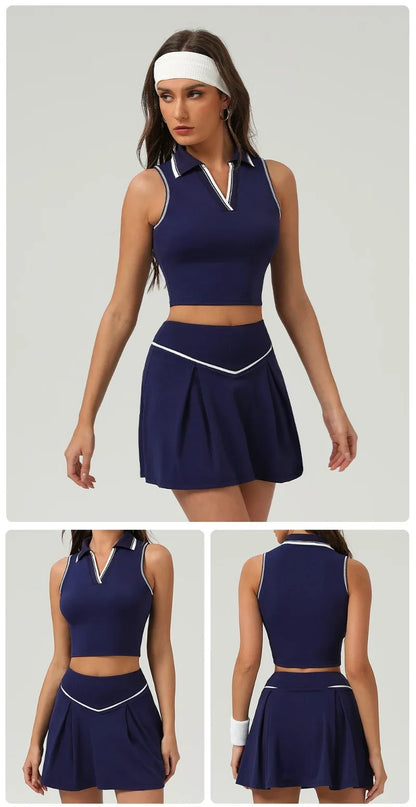 Tennis Skirt Sets Sports Fitness Golf Badminton Running Leisure Sports Short Skirts Workout Clothing Gym Yoga Suits for Women