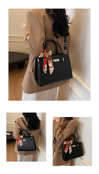 2025 New! Women's Red Tote Bag - Light Luxury, Large Capacity, Elegant Design, Versatile for Work & Party, Premium PU Leather