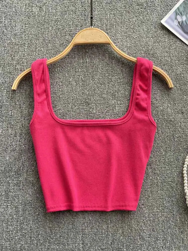 Tank Top Women Sexy Backless Y2k Top Slim Fit Bottoming Blouse Solid Crop Top Sleeveless Camis Mujer