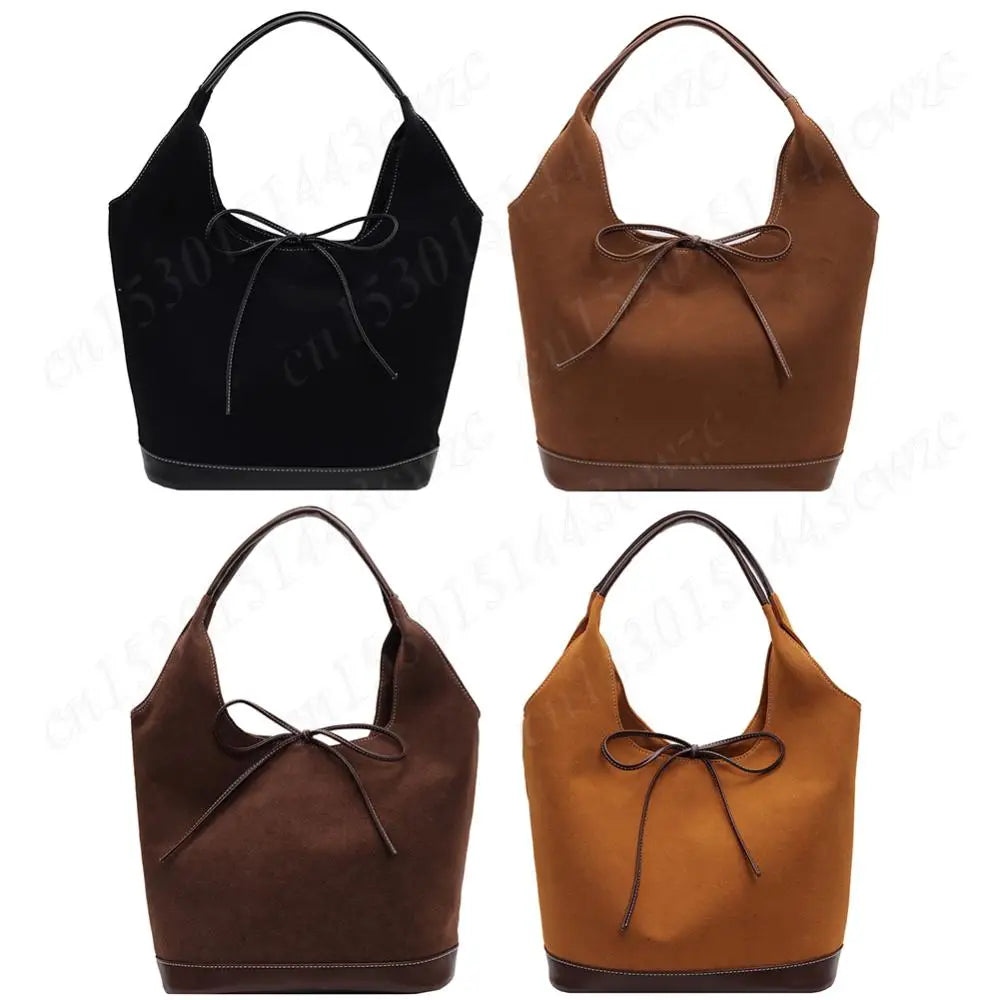 Women PU Tote Bag Designer Shoulder Bags Fashion Bucket Bag Large Capacity Suede Tote Purse Handbag Stylish Commuting Bag