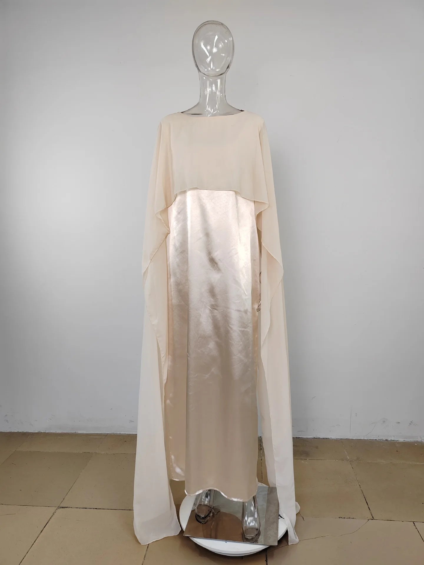 Women Dress Long Dresses Solid Round Neck Full Sleeve Casual Regular Loose Fit Elegant Splice High Waist Vestidos Simple