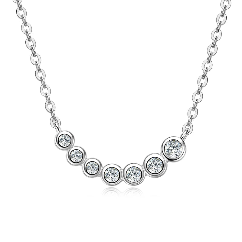 Lnngy Collares Mujer 925 Sterling Silver Clavicle Necklace For Women Exquisited 7 Stones Moissanite Pendant Necklaces Jewellry