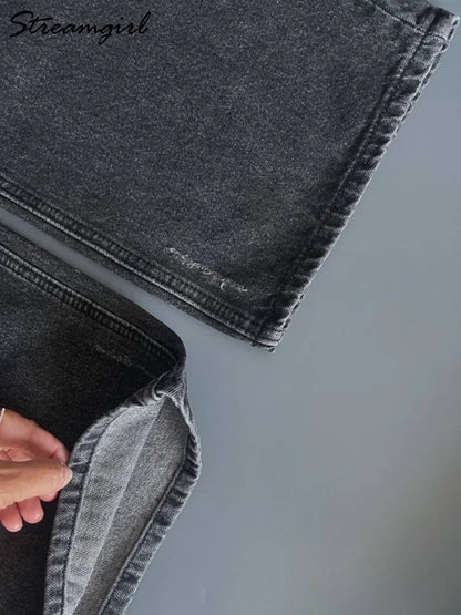 Blue Jeans Women High Waist 2025 Loose Casual Boyfriend Long Jeans For Work Ladies Simple Straight Leg Denim Pants For Women