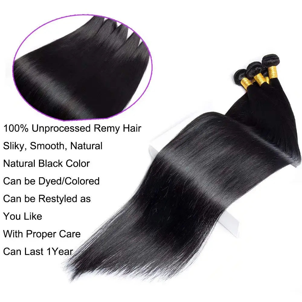 Straight Human Hair Weave Bundles 30 32 Inch Straight 100% Raw Indian Human Hair Bundles Remy Hair Extensions 3 4 Bundles Hair
