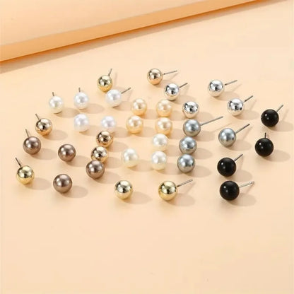 18 Pairs of Simple Imitation Pearl Earrings, Casual and Elegant Style, Lightweight, Women Wear Earrings for Daily Wear