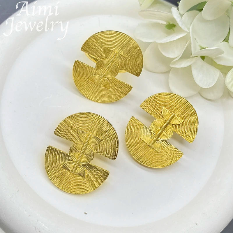 Exquisite Trendy Women Earring Rings 18K Gold Plated Jewelry Set Luxury Fashion Female Party Bridal Wedding Anniversary Gifts
