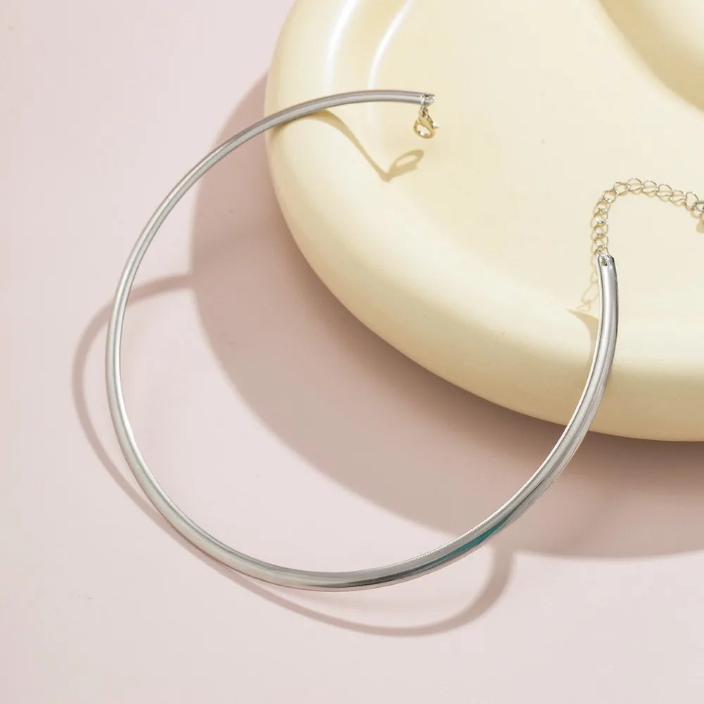 Elegant Simple Chunky Circle Necklace for Women Trendy Choker Collar 2024 Fashion Jewelry on The Neck Accessories Female