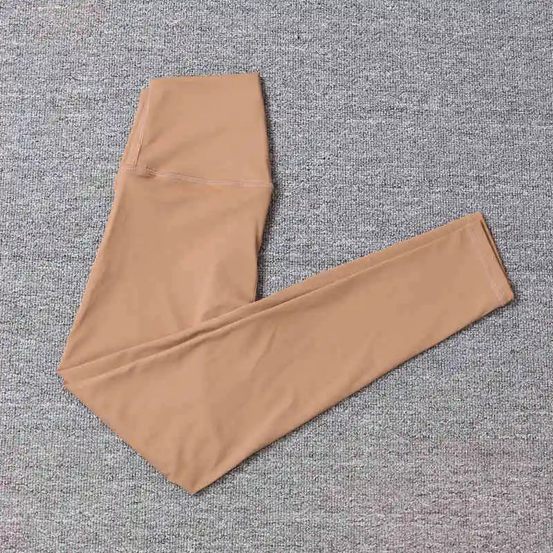 Women's High Waist Yoga Pants Nude Stretch Slim Fitness Sports Pants Peach Hip Yoga Tights