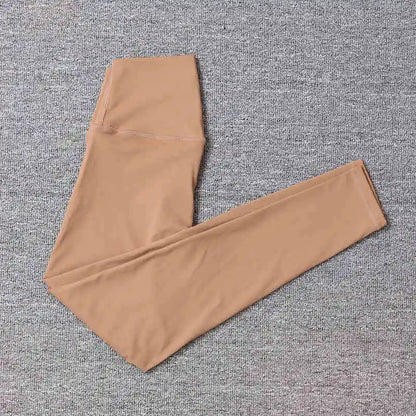 Women's High Waist Yoga Pants Nude Stretch Slim Fitness Sports Pants Peach Hip Yoga Tights