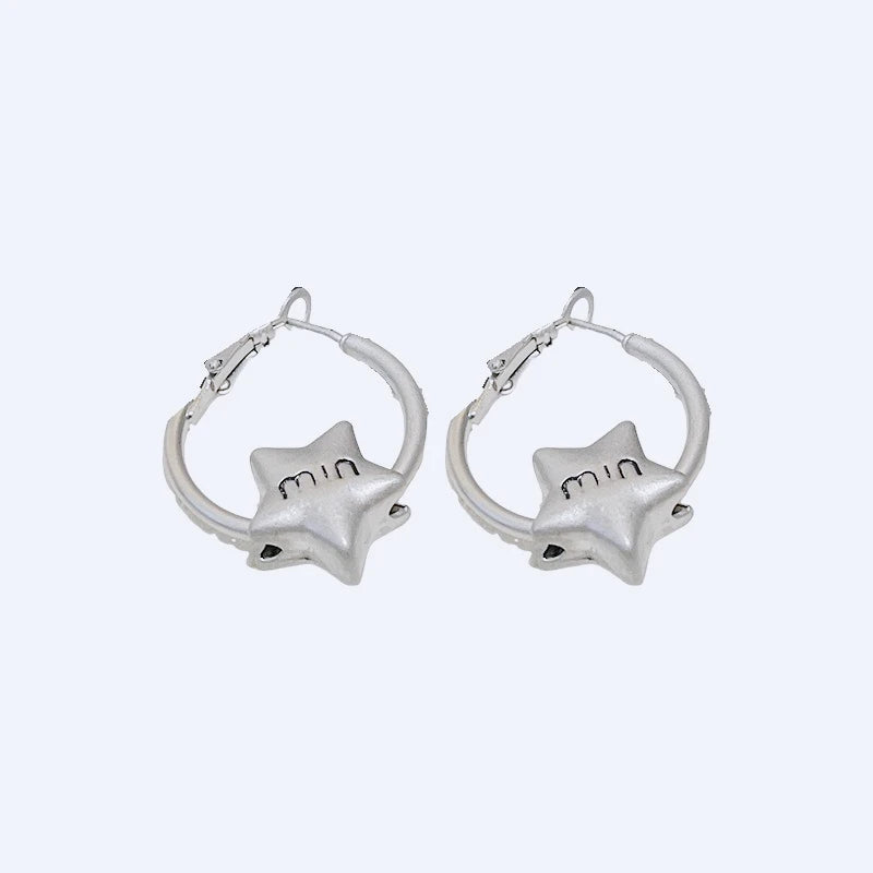European and American Style Letter Round Ear Rings,fashionable and Versatile for Commuting,simple and Elegant Earrings for Women