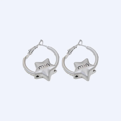 European and American Style Letter Round Ear Rings,fashionable and Versatile for Commuting,simple and Elegant Earrings for Women