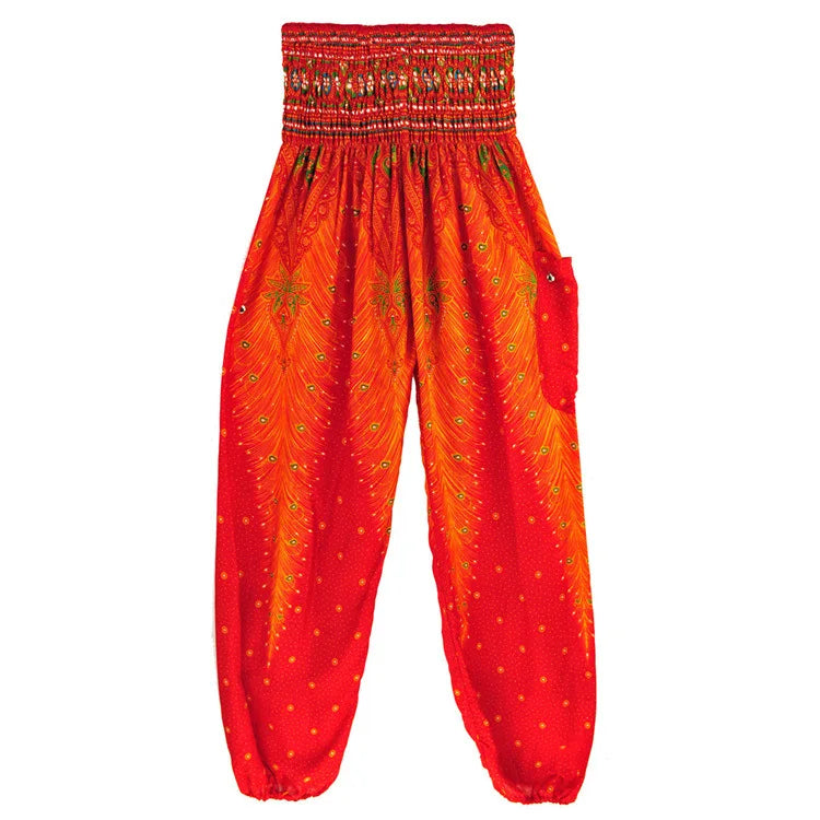 Women's Yoga Pants Printed Ethnic Style Loose Yoga Trousers Bloomers High Waist Fitness Sports Crotch Dance  Sweatpants