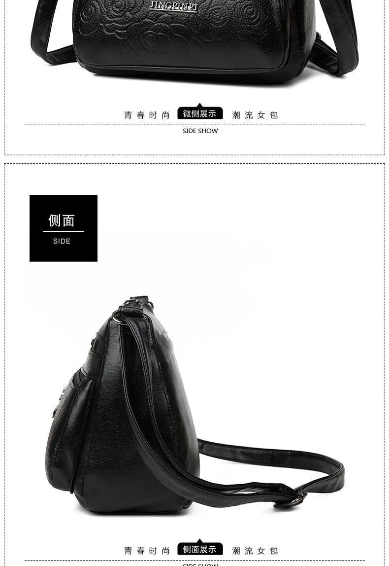 Women Mother Bag Middle-aged Elderly Shoulder Messenger Crossbody Bag Purses Handbags Bolsa 3 Zippers Luxury Design