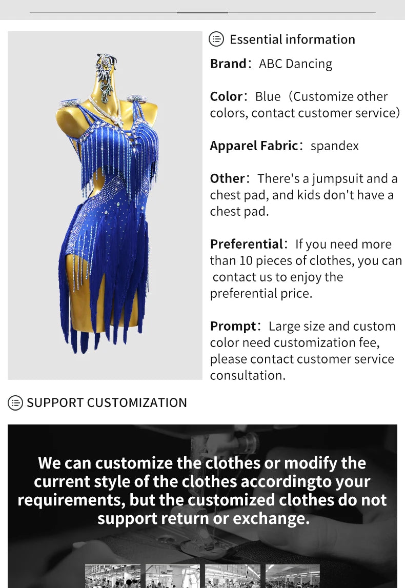 Evening Dress Latin Dance Costume Womens 2025 Dancewear Girl Adult Short Fringed Clothing American Competition Stage Sports Suit