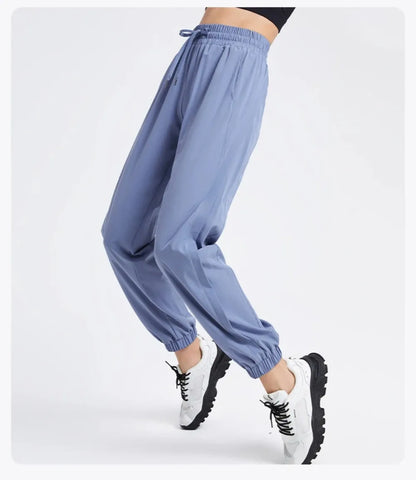 Elastic Waist Yoga Pants for Women Loose-Fitting Workout Pants Wide-Leg Drawstring Closure Stretchy High Waisted Jogging Jogger