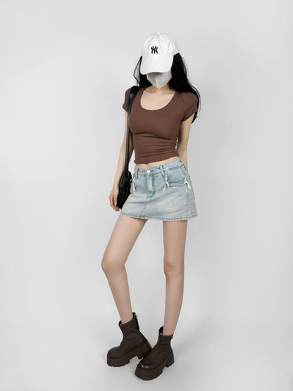 Mini skirts for women high waisted denim skirt black distressed jeans skirts womens 2024 Summer clothes blue jean skirts ripped