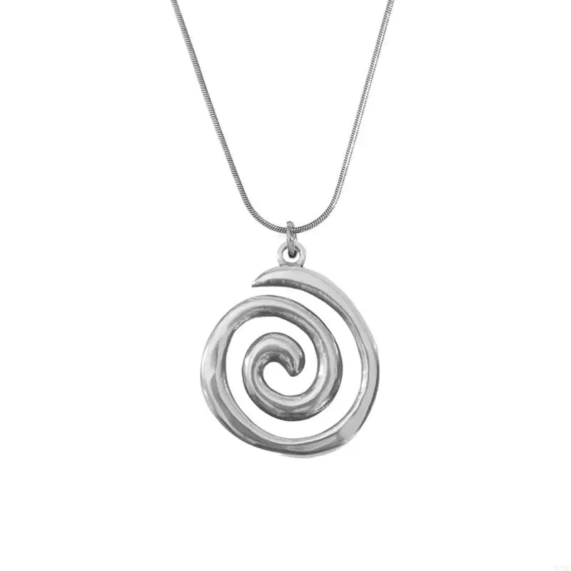 Fashionable Round Circle Necklace Accessory Swirl Pendant Collarbone Chain for Women Adjustable Chain Choker Jewelry