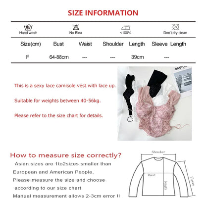 Women Corset Top Y2K Clothes Lolita Ruffles Flower Lace Tank Top Summer French Tube Tops Cute Clothes Pink Crop Tops