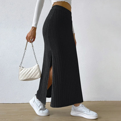 Women Skirt Spring Summer  High Waisted Elastic Slim Hip Knitted Sexy Bodycon Midi Skirt Female Clothing M L XL XXL