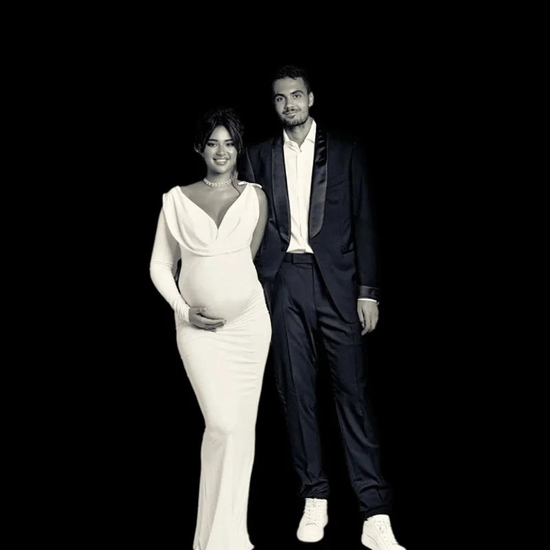 Maternity Dresses Fashionable and Sexy Pure Color One Shoulder Body con Maternity Dress for Photography and Parties