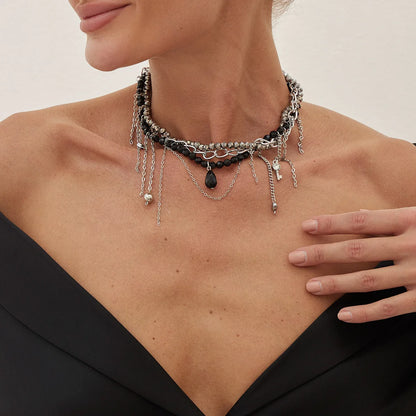 Necklaces for Women Heart-shaped Cross Imitation Pearl Tassel Long Necklace Colliers Femmes Girl Stuff