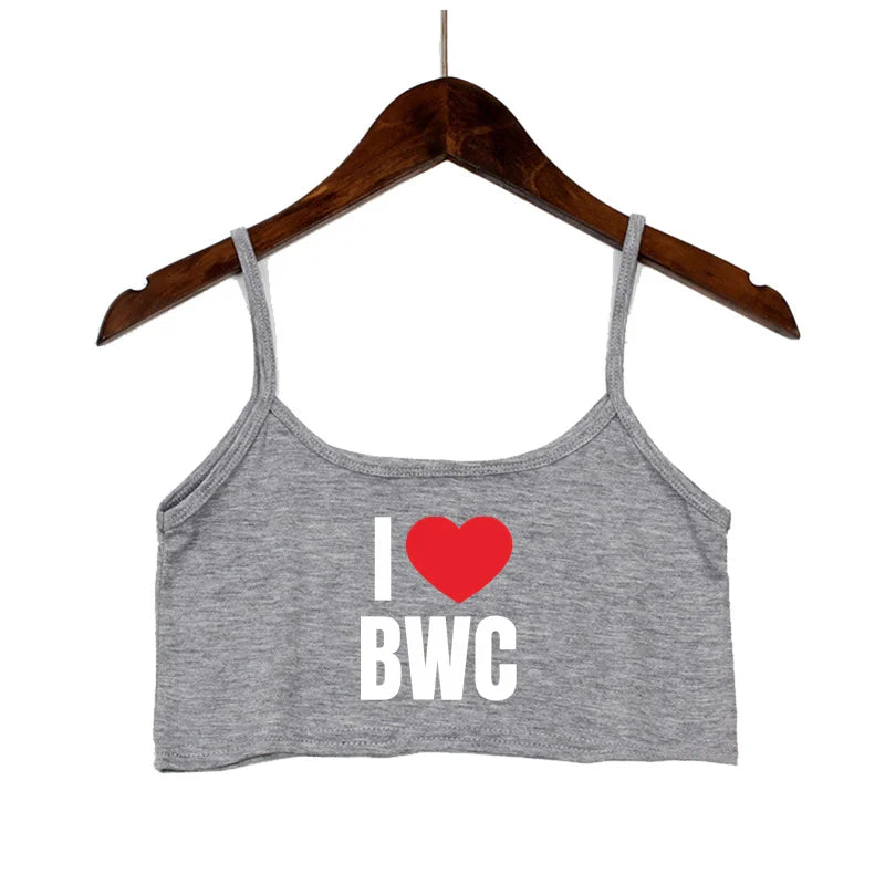 Sexy Tops for Women Hot Girls Clothes I Love BWC Black Crop Top Seamless Sleeveless Tank Tops Camis Backless Camisole White Top